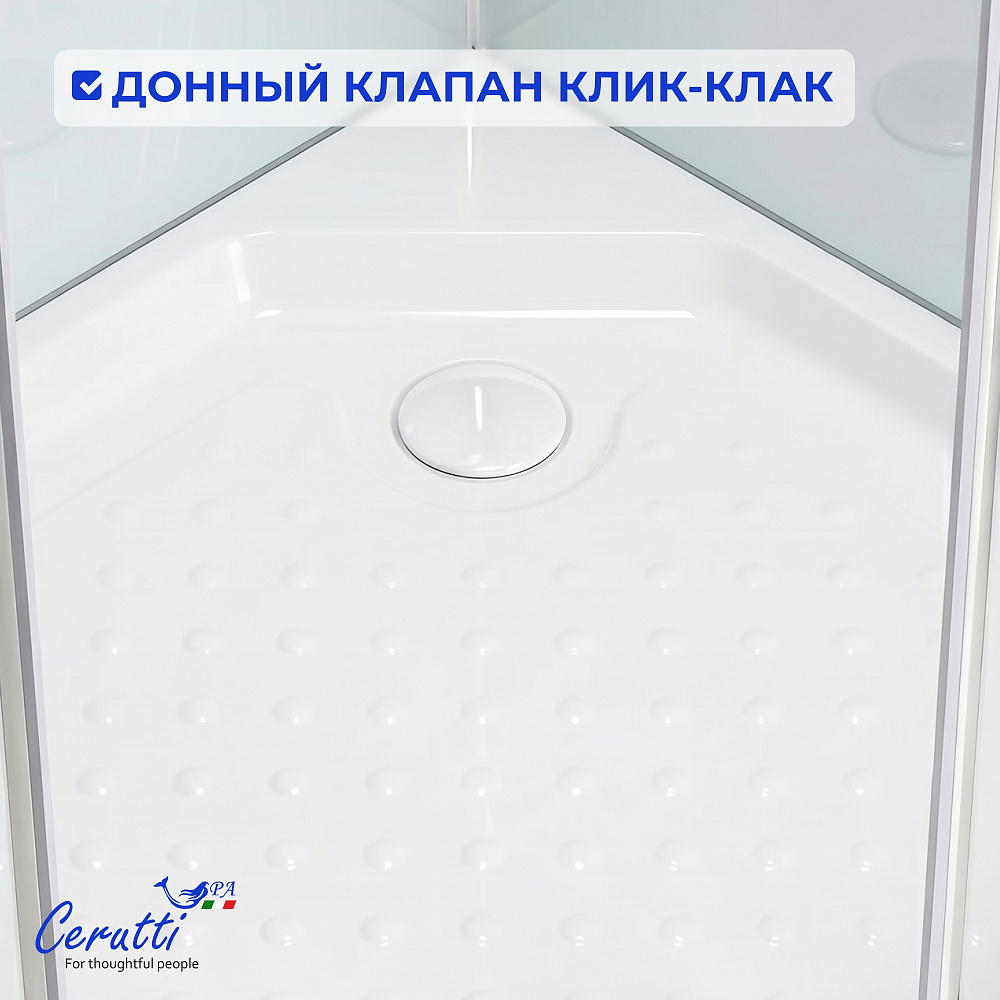 Душевая кабина Ceruttispa БЕРНИНА (BERNINA) 91 (90x90x200) с душевой системой ЛОРЕТО (LORETO)