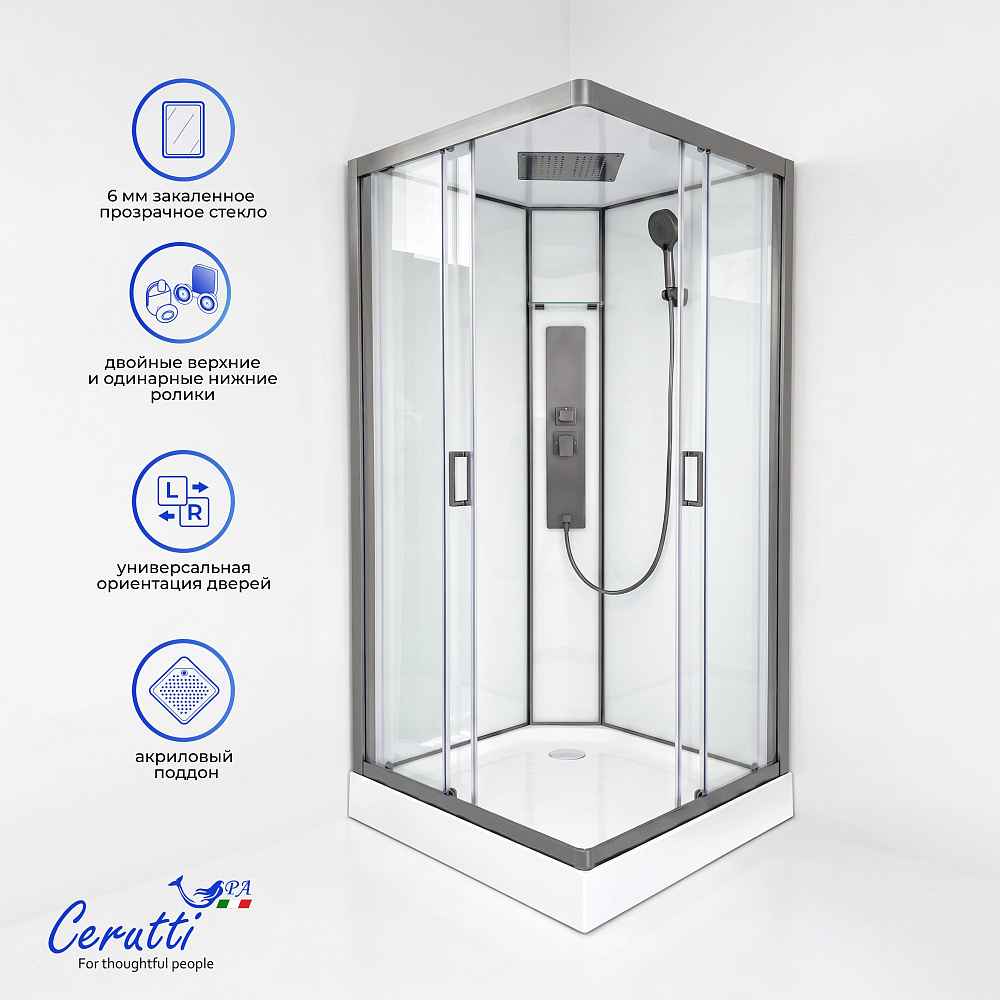 Душевая кабина Ceruttispa АМИ (AMI) Quadro GG (90х90х215)