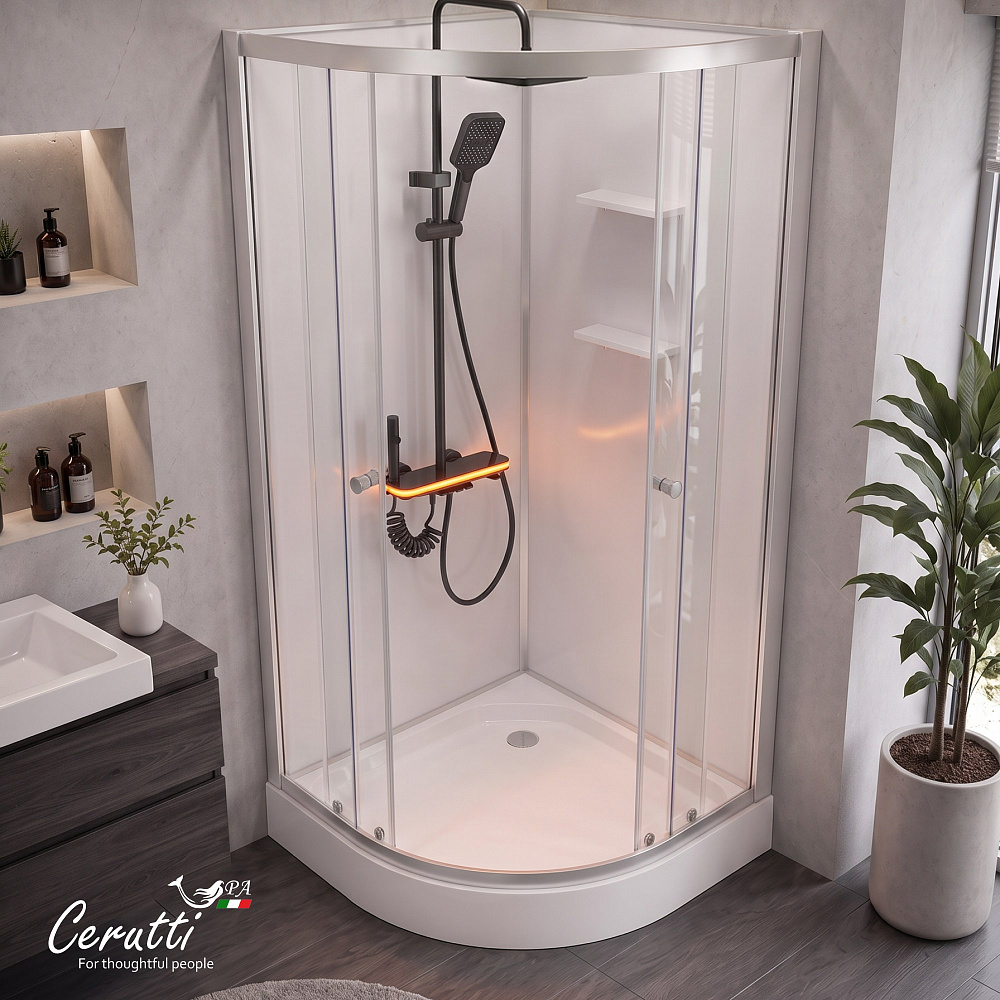 Душевая кабина Ceruttispa БЕРНИНА (BERNINA) 91 (90x90x200) с душевой системой ЛОРЕТО (LORETO)