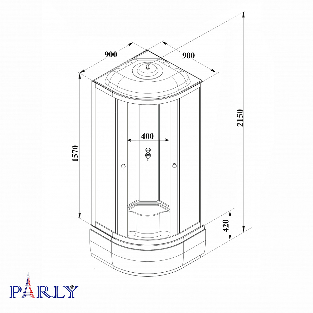 Душевая кабина PARLY EB921 (90х90х215)