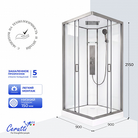 Душевая кабина Ceruttispa АМИ (AMI) Quadro GG (90х90х215)