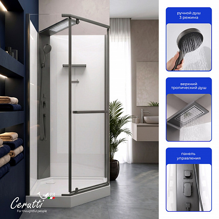Душевая кабина Ceruttispa ЧИКА (CHIKA) 901GG (90x90x215-225)