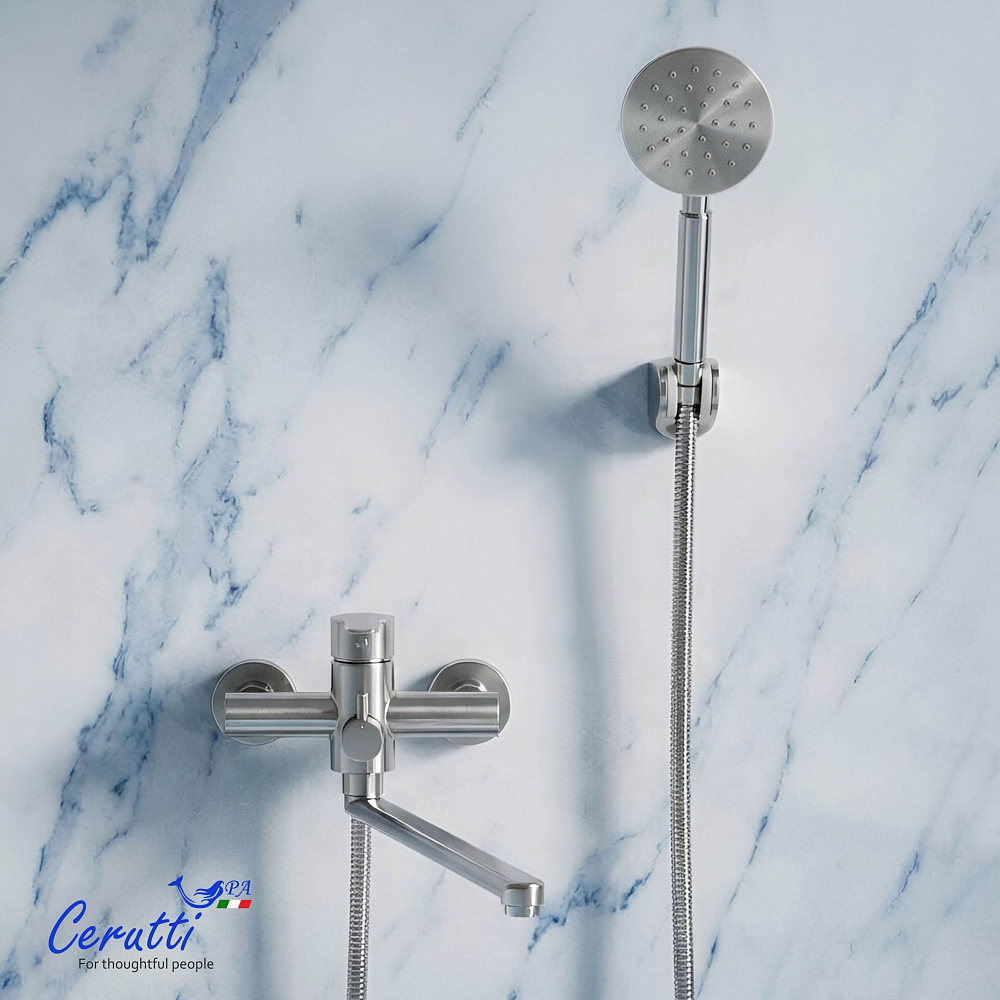 Смеситель для ванны Ceruttispa ОВИДИО VXLBN (OVIDIO VXLBN) из нержавеющей стали, цвет матовый никель