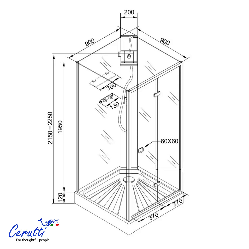 Душевая кабина Ceruttispa БЕЛЛА (BELLA) 90GG (90x90x215-225)