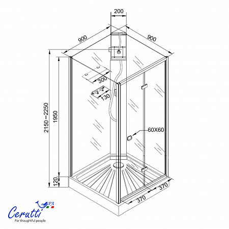 Душевая кабина Ceruttispa БЕЛЛА (BELLA) 90GG (90x90x215-225)