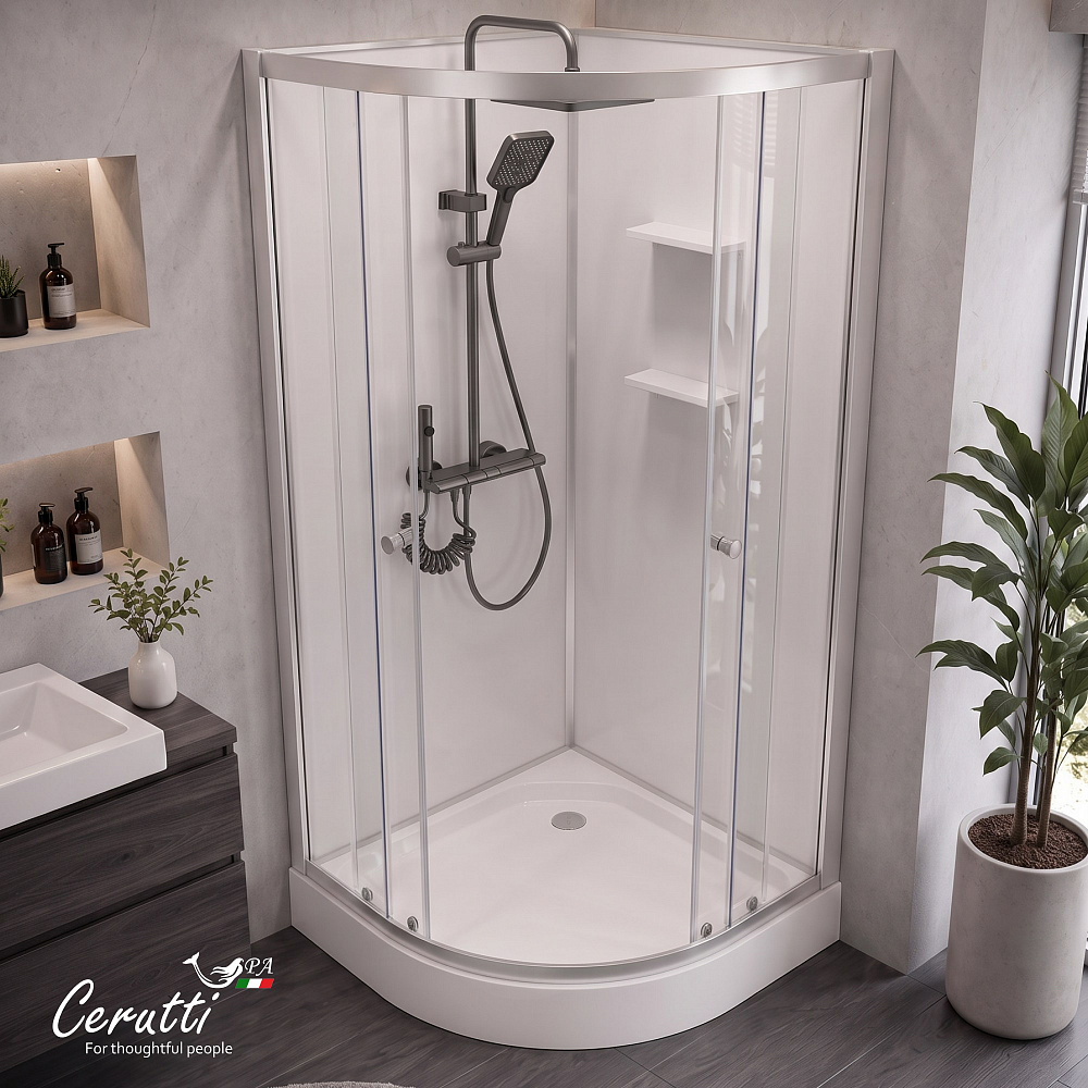 Душевая кабина Ceruttispa БЕРНИНА (BERNINA) 91 (90x90x200) с душевой системой САЛЬВИ (SALVI)