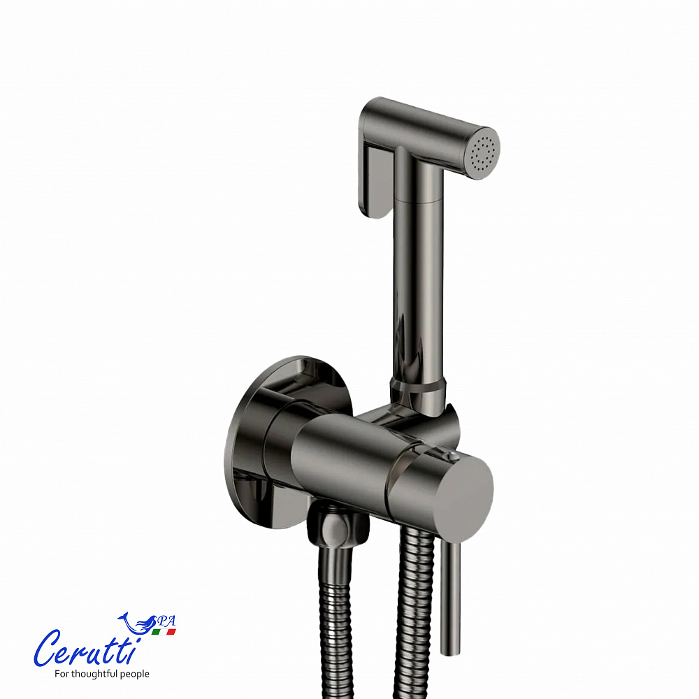 Смеситель с гигиеническим душем Ceruttispa БРАЙС SHGR (BRAIES SHGR) из латуни с шлангом 120 см, цвет серый