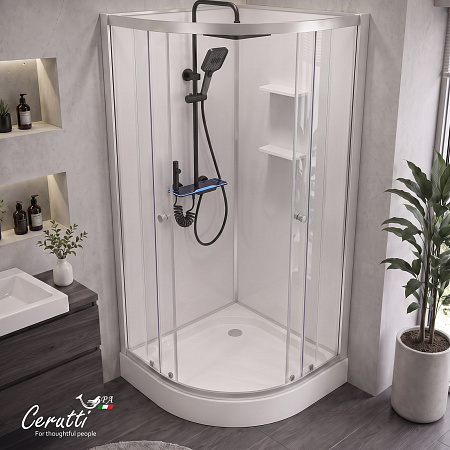 Душевая кабина Ceruttispa БЕРНИНА (BERNINA) 91 (90x90x200) с душевой системой ФЛАВИО (FLAVIO) 