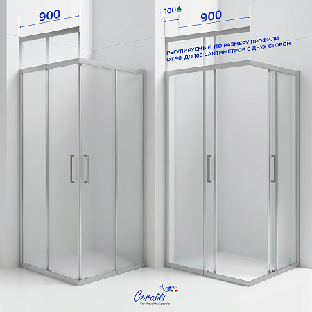 Душевое ограждение Ceruttispa АДЕЛИНА (ADELINA) C-90-100 (90-100х90х100x195), раздвижное