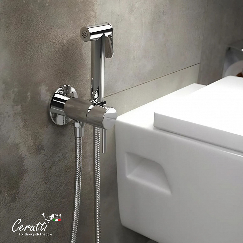 Смеситель с гигиеническим душем Ceruttispa БРАЙС SH (BRAIES SH) из латуни с шлангом 120 см, цвет хром