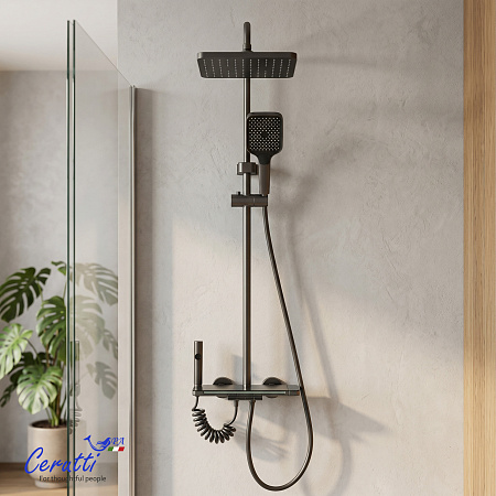 Душевая стойка Ceruttispa ТОРЕ (TORE) цвет графит, с LED подсветкой