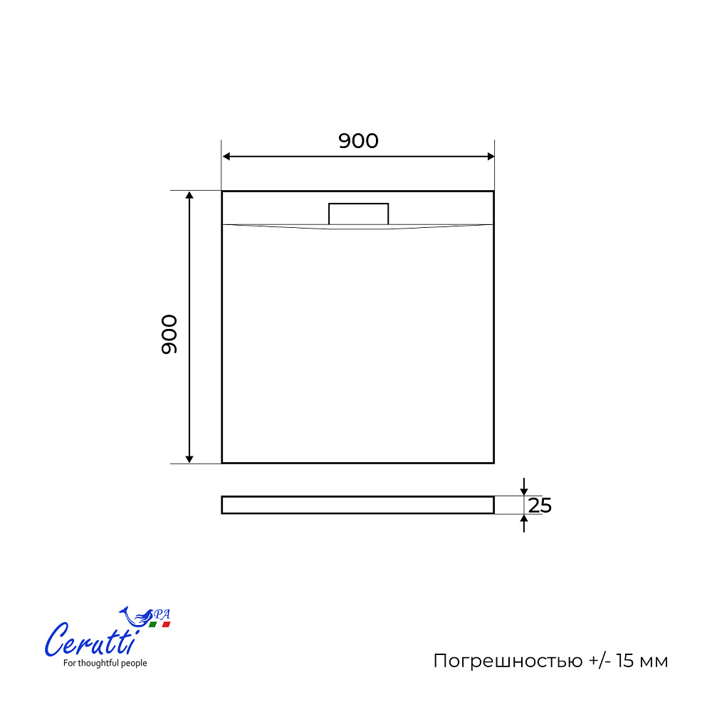 Душевой поддон Ceruttispa Q9090USB из искусственного камня (90х90x25)