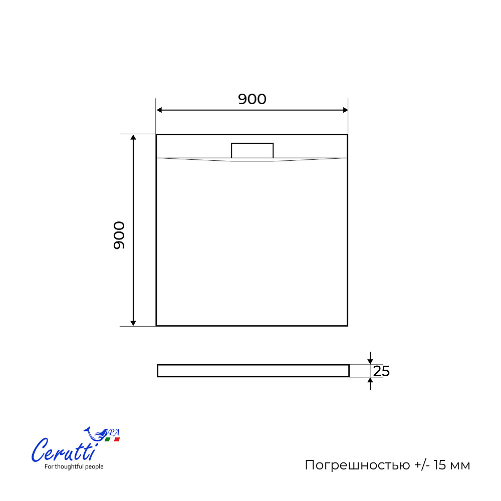 Душевой поддон Ceruttispa Q9090USW из искусственного камня (90х90x25)