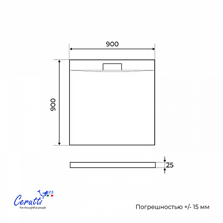 Душевой поддон Ceruttispa Q9090USW из искусственного камня (90х90x25)