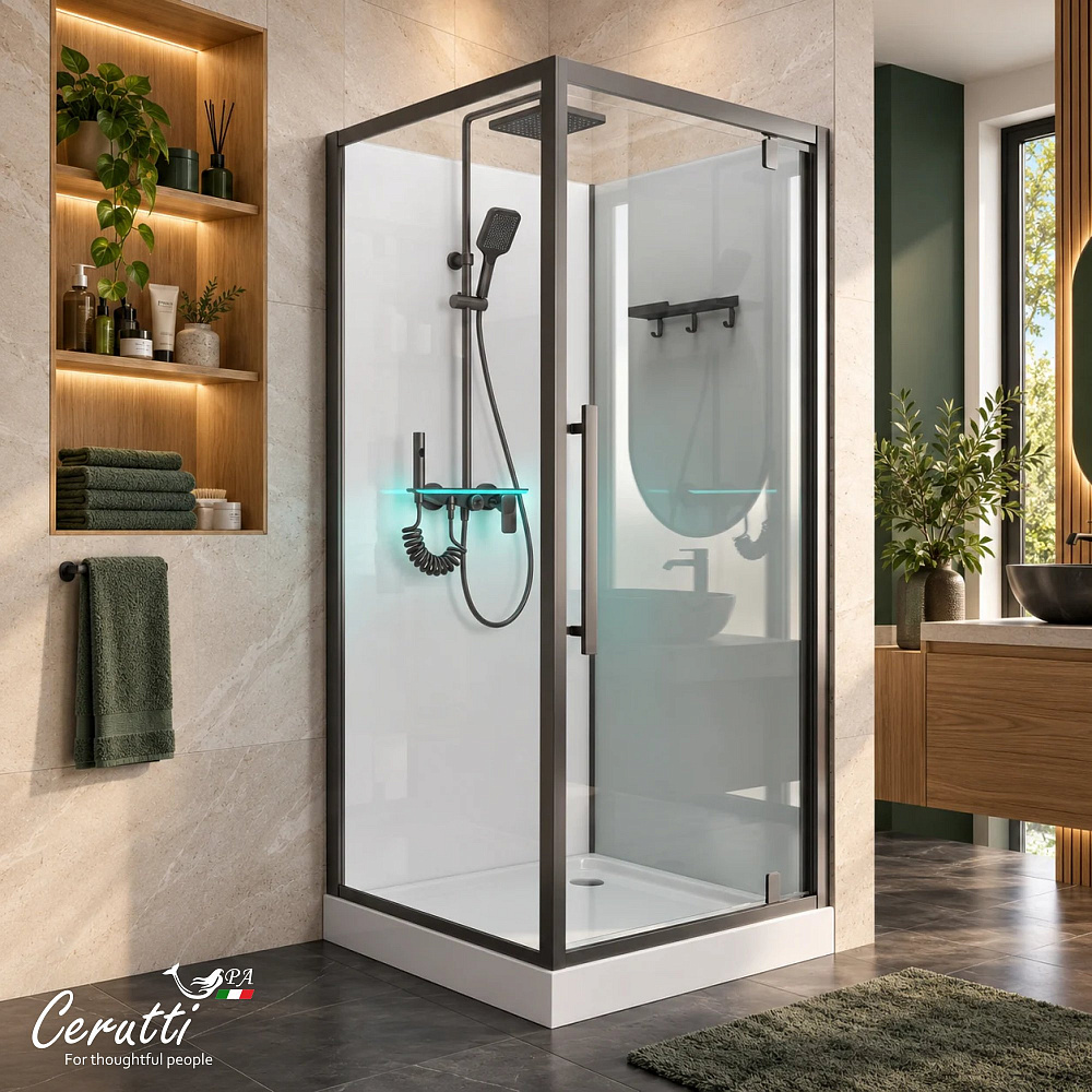 Душевая кабина Ceruttispa МАЙЕЛЛА (MAIELLA) 90GG (90x90x207) с душевой системой АРРИГО (ARRIGO)