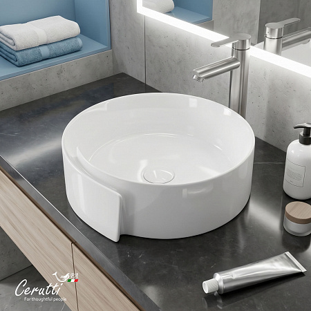Раковина накладная Ceruttispa CR0066 (440х460х150) белая, с завитком