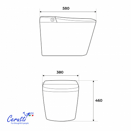 Унитаз напольный Ceruttispa ТОБИА (TOBIA) Smart CT12300 с дистанционным управлением (580x380x460)
