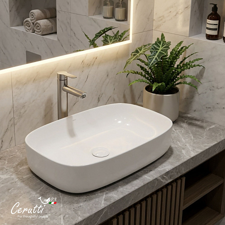 Раковина накладная Ceruttispa CR0045 (590х370х130) белая, прямоугольная