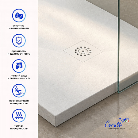 Душевой поддон Ceruttispa Q9090SSW из искусственного камня (90х90x25)