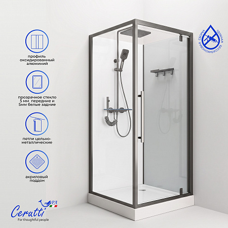 Душевая кабина Ceruttispa МАЙЕЛЛА (MAIELLA) 90GG (90x90x207) с душевой системой ФЛАВИО (FLAVIO) 