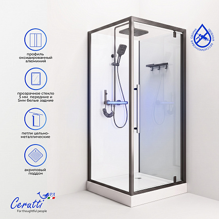 Душевая кабина Ceruttispa МАЙЕЛЛА (MAIELLA) 90GG (90x90x207) с душевой системой НИВЕС (NIVES) 