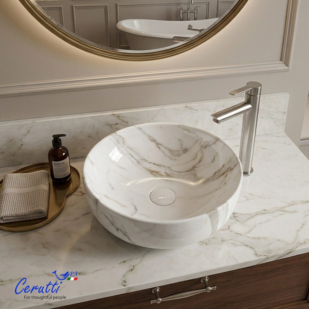 Раковина накладная Ceruttispa CR7034D (420х420х130) белая, квадратная