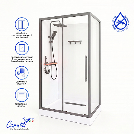 Душевая кабина Ceruttispa МАЙЕЛЛА (MAIELLA) 120GG (80х120x212) с душевой системой ЛОРЕТО (LORETO)