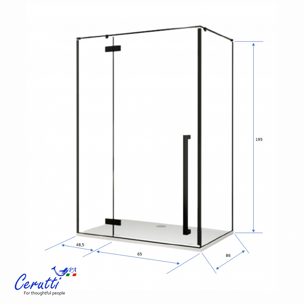 Душевое ограждение CeruttiSPA  C1 (90x120x195)  стекло прозрачное 8mm, БЕЗ ПОДДОНА