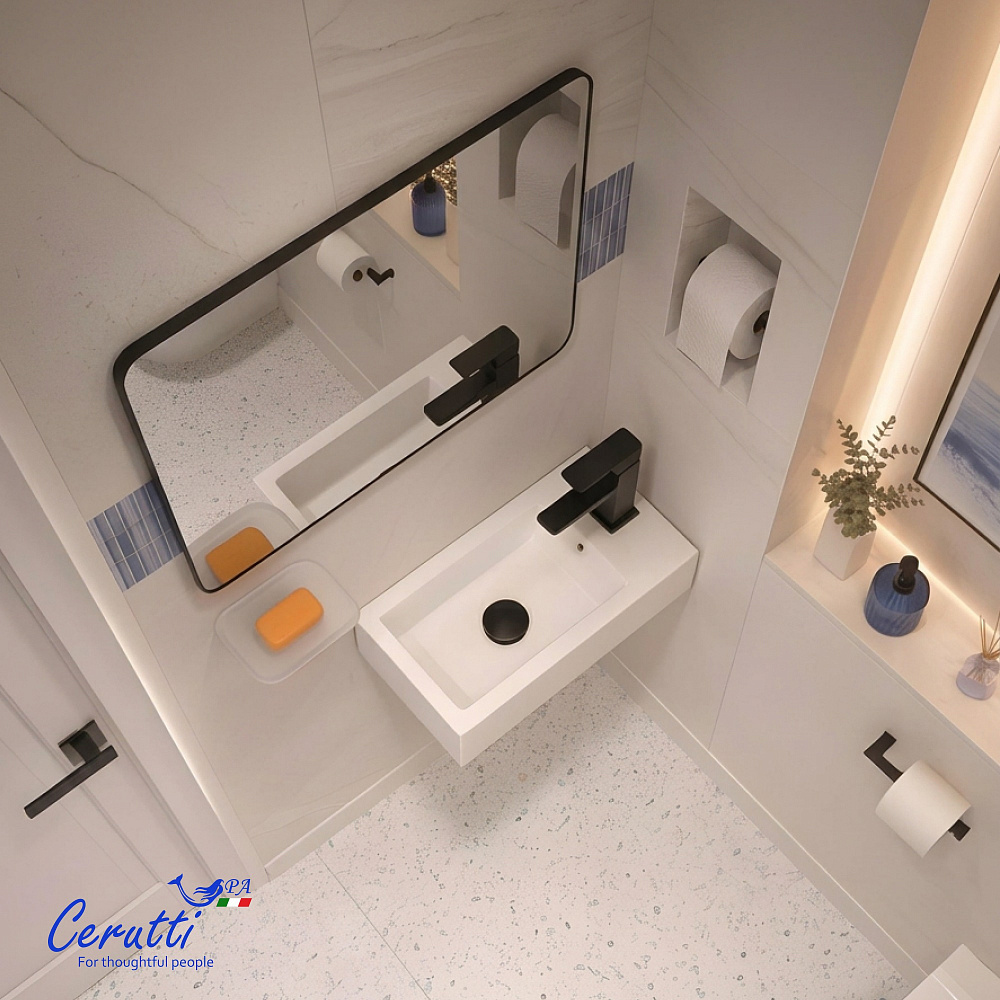 Раковина подвесная Ceruttispa CR4005R (500х260х140) белая, прямоугольная, правая