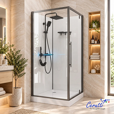Душевая кабина Ceruttispa МАЙЕЛЛА (MAIELLA) 90GG (90x90x207) с душевой системой ТОРЕ (TORE) 