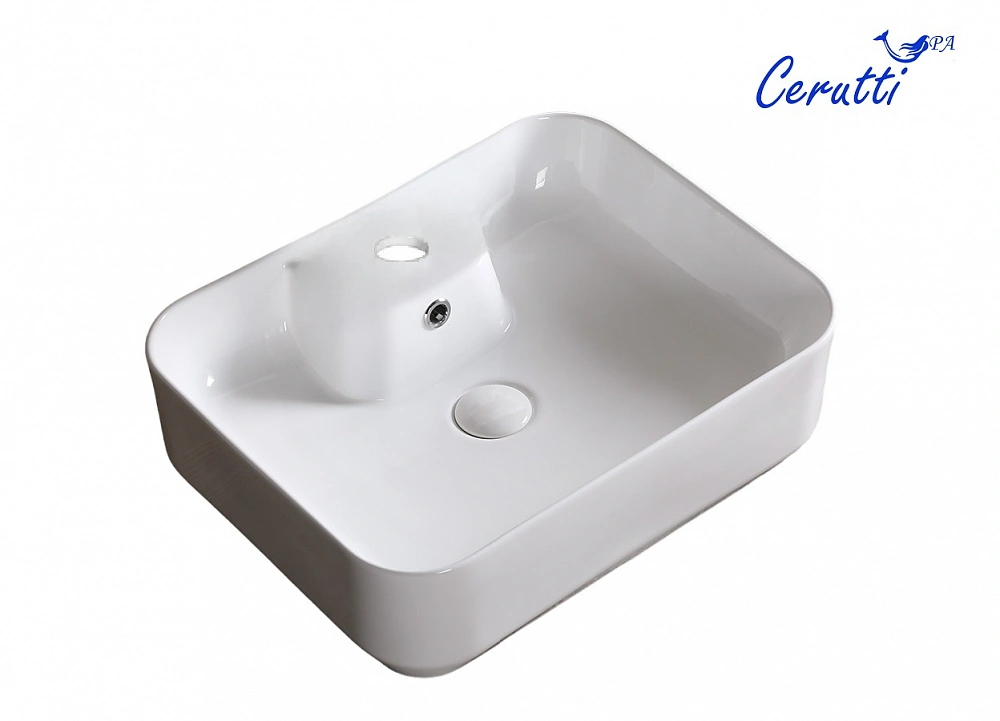 Раковина накладная Ceruttispa CR0097 (510х410х155) белая, прямоугольная, с отверстием под смеситель