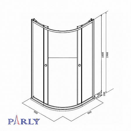Душевой уголок с поддоном PARLY ZF91N (90х90х195)