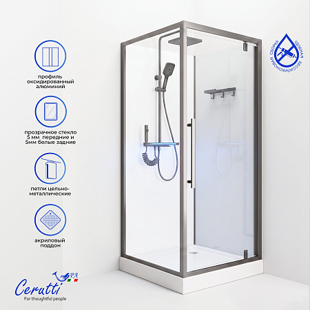 Душевая кабина Ceruttispa МАЙЕЛЛА (MAIELLA) 90GG (90x90x207) с душевой системой ТОРЕ (TORE) 