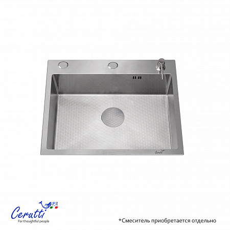 Кухонная мойка Ceruttispa ГЛОРИЯ (GLORIA) 5045 nano embos (матовый хром) из нержавеющей стали (500х450х220)
