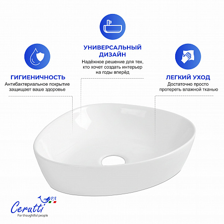 Раковина накладная Ceruttispa CR0021C (500х400х160) белая, треугольная