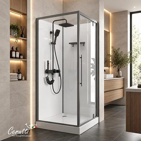 Душевая кабина Ceruttispa МАЙЕЛЛА (MAIELLA) 90GG (90x90x207) с душевой системой АЛЬФИО (ALFIO)