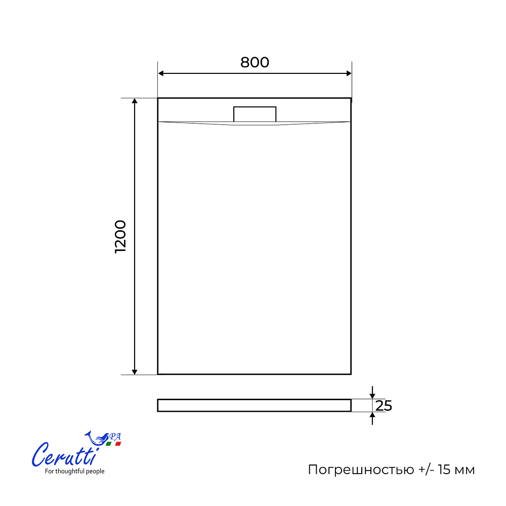 Душевой поддон Ceruttispa Q12080USB из искусственного камня (120х80x25)