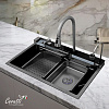 Многофункциональная кухонная мойка Ceruttispa ГЛОРИЯ (GLORIA) II nano black (графит) из нержавеющей стали (750х460х230)  
