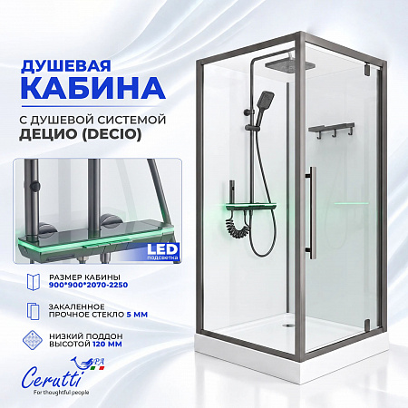 Душевая кабина Ceruttispa МАЙЕЛЛА (MAIELLA) 90GG (90x90x207) с душевой системой ДЕЦИО (DECIO)