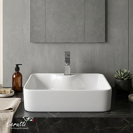 Раковина накладная Ceruttispa CR7051 (480х370х130) белая, прямоугольная