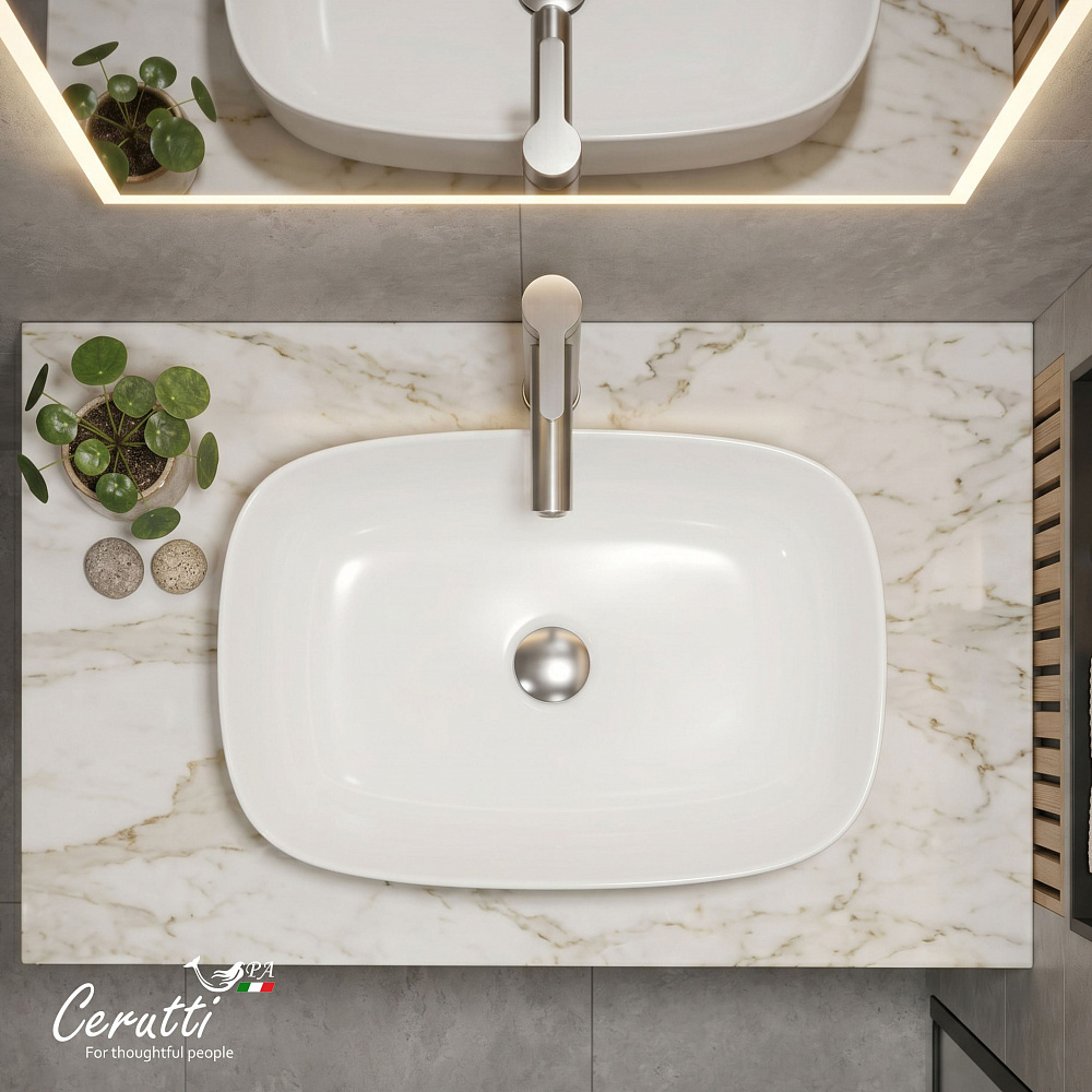Раковина накладная Ceruttispa CR0045 (590х370х130) белая, прямоугольная