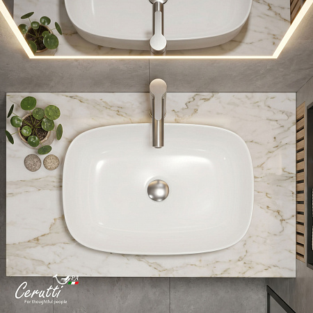Раковина накладная Ceruttispa CR0045 (590х370х130) белая, прямоугольная