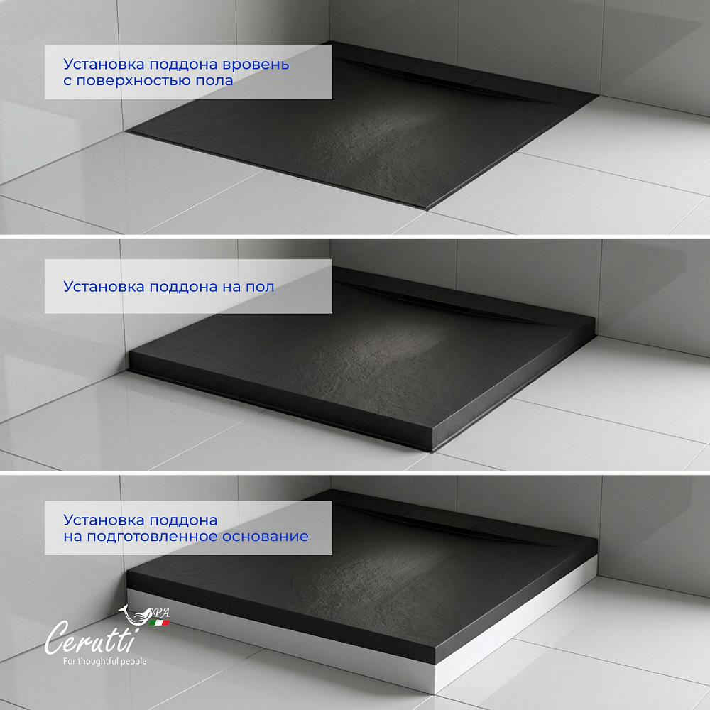 Душевой поддон Ceruttispa Q9090USB из искусственного камня (90х90x25)