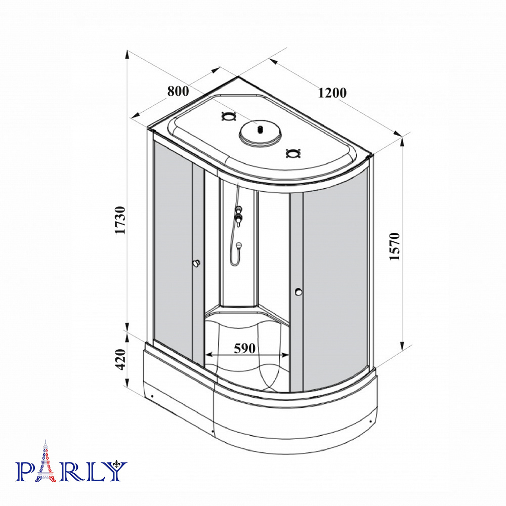 Душевая кабина PARLY EC1221L (120х80х215)
