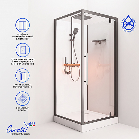Душевая кабина Ceruttispa МАЙЕЛЛА (MAIELLA) 90GG (90x90x207) с душевой системой ЛОРЕТО (LORETO)