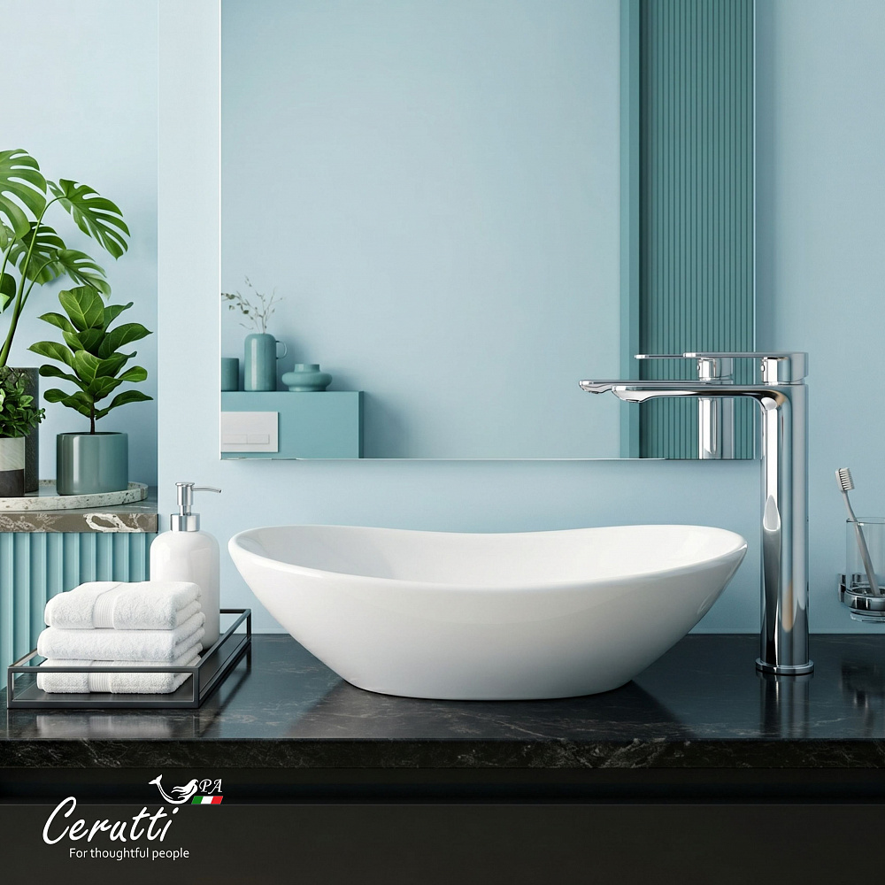 Раковина накладная Ceruttispa CR7031B (640х360х140) белая, овальная